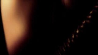 See her flirtatiously tug on his tie, whilst giving him an upskirt of her pantyless ass...