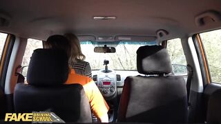 Fake Driving School Blond Marilyn Sugar in Ebony Nylons Sex in Car