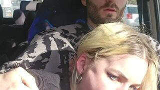 Car bj cheerful palatable cum in throat