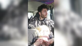 Car bj cheerful palatable cum in throat
