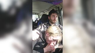 Car bj cheerful palatable cum in throat