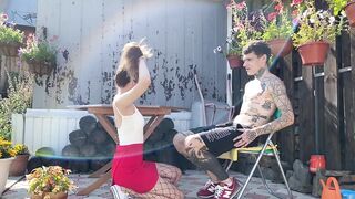 Invited a real prostitute in fishnet tights to cottage and drilled hard
