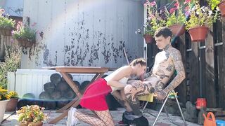 Invited a real prostitute in fishnet tights to cottage and drilled hard