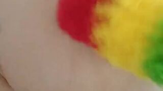 duster cleaning the dust from my curvy wife