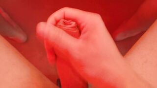 Hunk masturbating large schlong POV