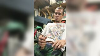 DILF Gets Also Crazy To Please Fans, Biggest Cum Load All Over Large Wang!!! Creamy Cum For All ????????????