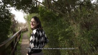 Small excited teen drilled in public park - Nearly caught! - Outdoor amateur sex