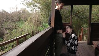 Small excited teen drilled in public park - Nearly caught! - Outdoor amateur sex