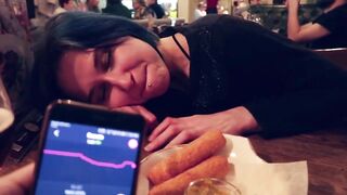 I took control of my stepsister's dildo in the bar and brought her to climax.