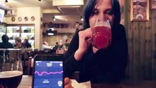 I took control of my stepsister's dildo in the bar and brought her to climax.