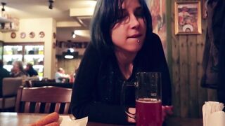 I took control of my stepsister's dildo in the bar and brought her to climax.