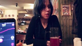 I took control of my stepsister's dildo in the bar and brought her to climax.