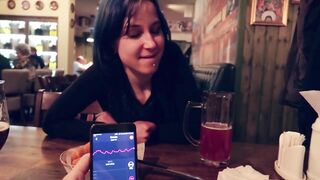 I took control of my stepsister's dildo in the bar and brought her to climax.