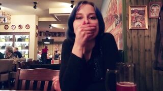 I took control of my stepsister's dildo in the bar and brought her to climax.