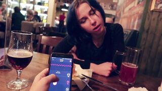 I took control of my stepsister's dildo in the bar and brought her to climax.