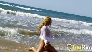 Cum in throat after beach anal for a golden-haired large titties Domme