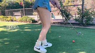 Golf date turns into sneaky public screw with hawt redhead