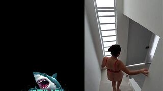 I screwed my neighbour in the shower at her 1st anal casting in Medellin