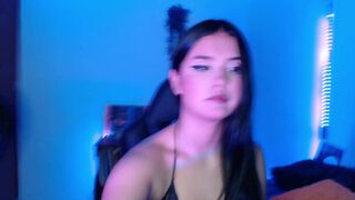 Cute beauty with a nice-looking face gets lustful whilst smokin' and watching her fans masturbate for her