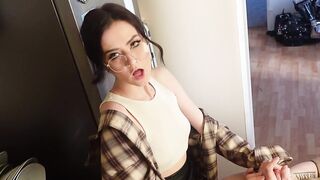 Nerdy gal is a PEGGING MONSTER