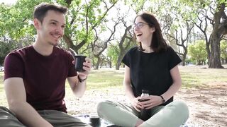 How does a day at the park end up with a public fellatio? - Cute teen swallows cum
