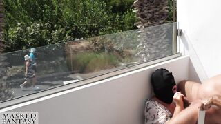 Public Oral-job on Sunny Balcony makes him cum fast, during the time that strangers walking by during his ejaculation