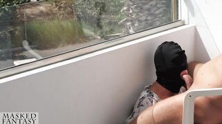 Public Oral-job on Sunny Balcony makes him cum fast, during the time that strangers walking by during his ejaculation