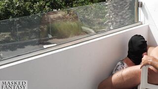 Public Oral-job on Sunny Balcony makes him cum fast, during the time that strangers walking by during his ejaculation