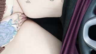 Public masturbation, driving with boobs out! Pulled over to climax