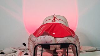 Immodest Large Titty Cosplay Dress Devil Salaciously Squat Screws And Orgasms On Sex toy