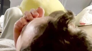 Smelling girlfriend’s feet whilst this babe studies