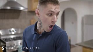 TRANSSENSUAL - Zac Bishop Fixes The Pipe Then Emma Rose Shows Up To Pay His Service By Screwing Him