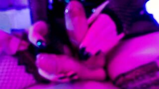 Femboys rub their large dongs jointly and cum at the same time