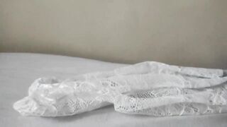 Cum in girlfriend's cute white socks