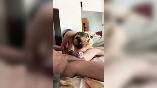 Amateur Deepthroat sucking large weenie