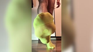 Enjoying in fresh neon dotted green socks