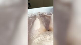 Stomach button fetish in the bathroom, lengthy legs and constricted charming cunt underneath water close up