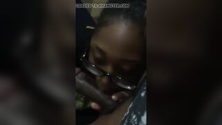 Lesbian stud sucking dick while on the with her girlfriend