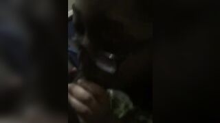 Lesbian stud sucking dick while on the with her girlfriend