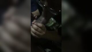 Lesbian stud sucking dick while on the with her girlfriend