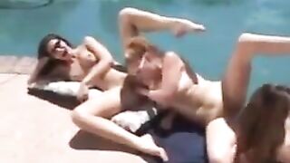 Lesbian Orgy By The Pool 