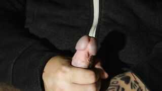 Sexy stud with bubble ass humping daybed and masturbating