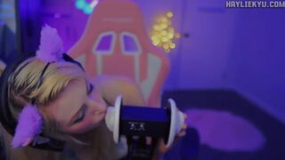 ASMR Cute Ear Breathing Giving a kiss Licking Tingles + Throat Sounds LOOP