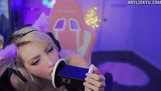 ASMR Cute Ear Breathing Giving a kiss Licking Tingles + Throat Sounds LOOP