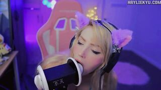 ASMR Cute Ear Breathing Giving a kiss Licking Tingles + Throat Sounds LOOP
