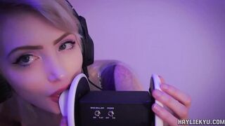 Ear Giving a kiss Licking Tingles + Throat Sounds ASMR
