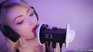 Ear Giving a kiss Licking Tingles + Throat Sounds ASMR