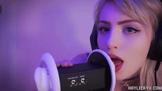 Ear Giving a kiss Licking Tingles + Throat Sounds ASMR