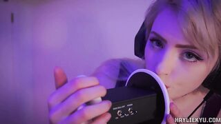 Ear Giving a kiss Licking Tingles + Throat Sounds ASMR