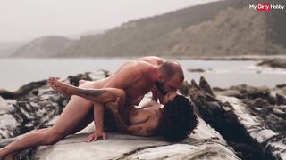 German amateur pair have a fun fleshly bang outdoors at the beach - MyDirtyHobby German amateur sex